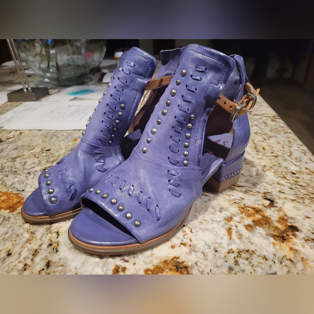 New A.S.98 MARKIE Women’s Purple Studded Open-Toe Heel Sandals 38
